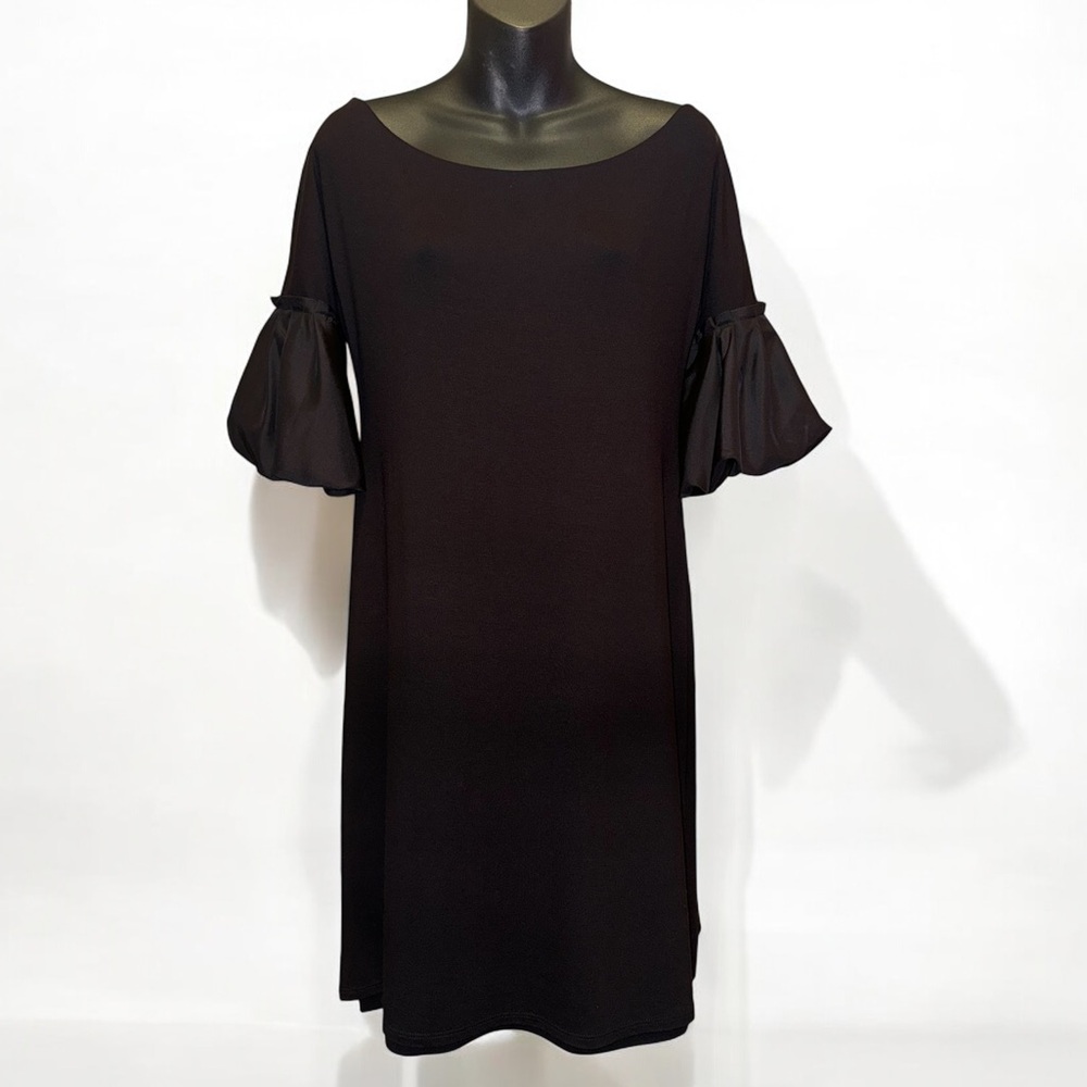BAILEY 44 Black Silk Romantic Puff Sleeves size L
